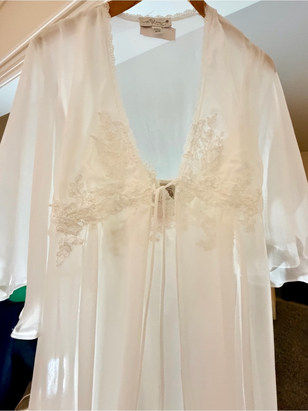 Ivory Lace-Trim Long Chemise Nightgown  and Robe XL - Picture 7 of 9